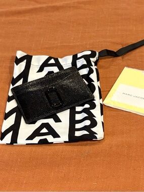 Marc Jacobs Black Textured Card Holder with Logo Hardware